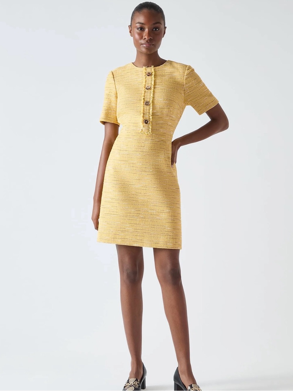 LK Bennett Varley Short Sleeve Tweed Shift Dress- Size 16 US